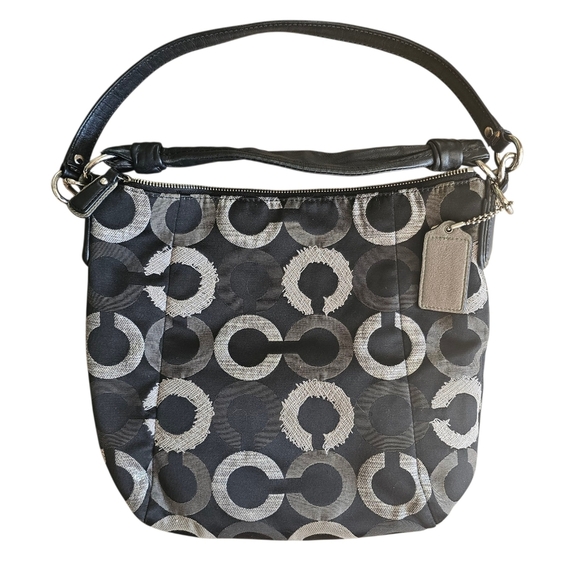 Coach Kristin Y2k Jaquard Fabric Embroidered OP Art Hobo Shoulder Bag - Picture 7 of 9